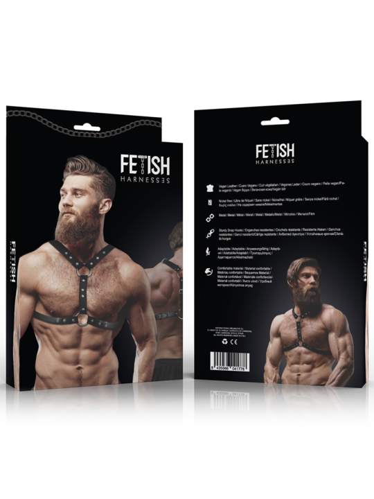 FETISH SUBMISSIVE ATTITUDE ARNES ECOPIEL PECHO CON DOBLE SUJECION Y TACHUELAS HOMBRE