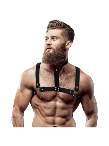 FETISH SUBMISSIVE ATTITUDE ARNES AJUSTABLE ECOPIEL PECHO CON COLLAR HOMBRE