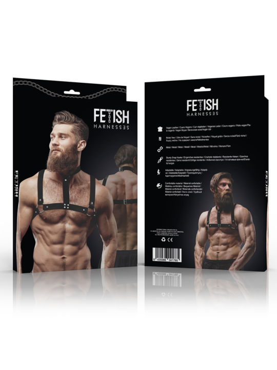 FETISH SUBMISSIVE ATTITUDE ARNES AJUSTABLE ECOPIEL PECHO CON COLLAR HOMBRE