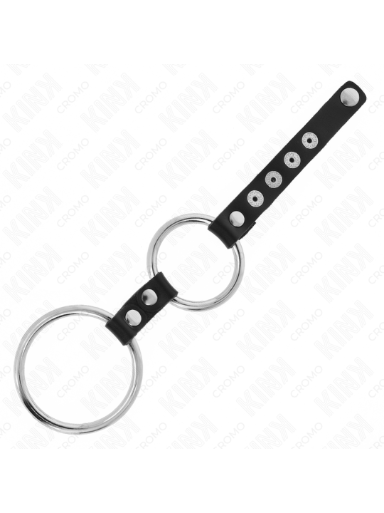 KINK ANILLO PENE METAL DOBLE 38 CM A 5 CM CONECTADOS CON CUERO