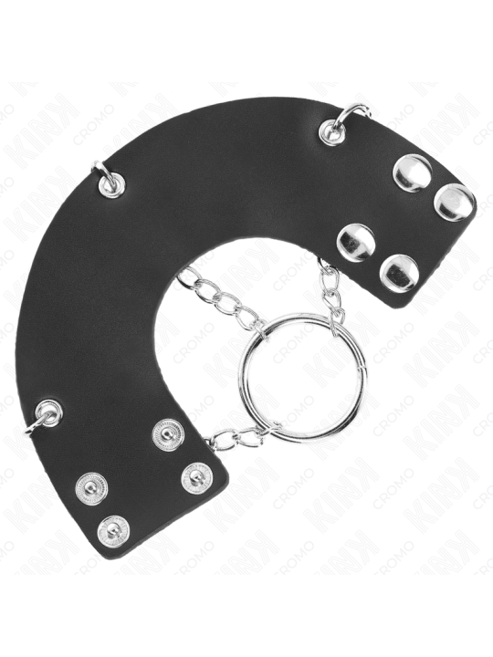 KINK ANILLO PENE 4 CM CADENA 7 CM METAL CON CINTURON CUERO