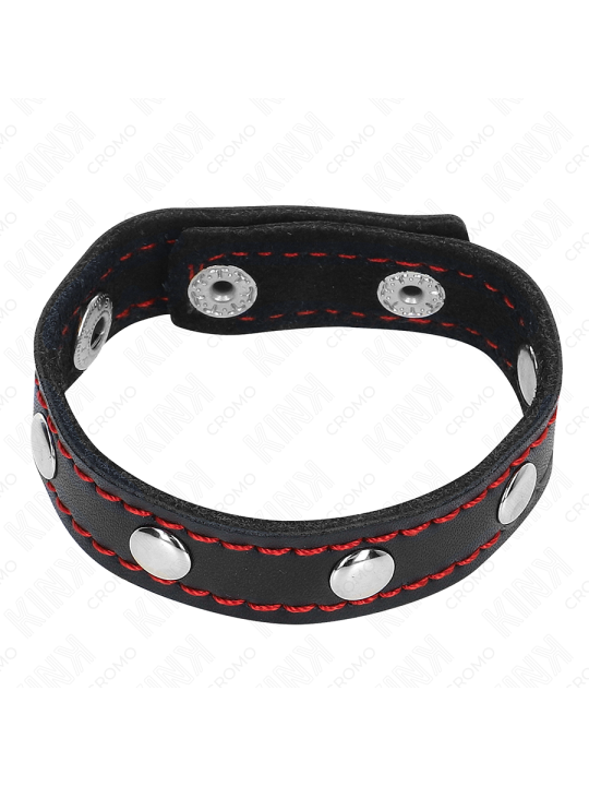 KINK ANILLO PENE CUERO CON CIERRE A PRESION FORRO ROJO 21 X 15 CM