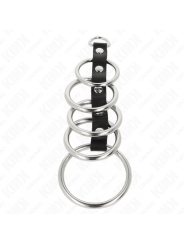 KINK 5 ANILLOS PENE METAL 32 CM A 5 CM CONECTADOS POR POLIPIEL