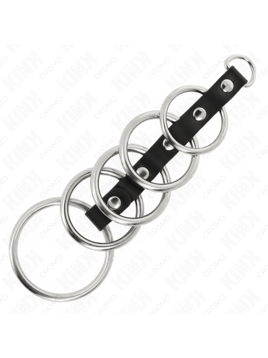 KINK 5 ANILLOS PENE METAL 32 CM A 5 CM CONECTADOS POR POLIPIEL