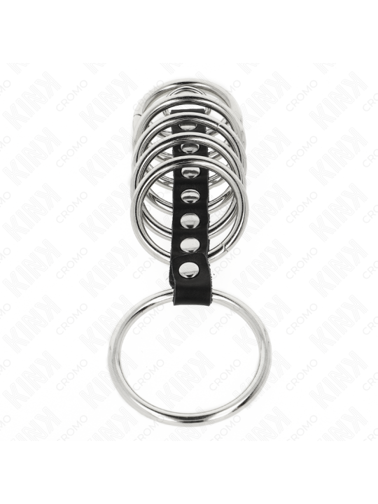 KINK 7 ANILLOS PENE METAL 32 CM A 5 CM CONECTADOS POR POLIPIEL