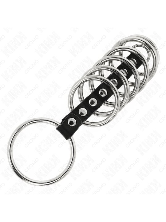 KINK 7 ANILLOS PENE METAL 32 CM A 5 CM CONECTADOS POR POLIPIEL
