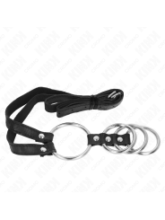 KINK 4 ANILLOS PENE METAL CONECTADOS 38 CM A 5 CM CON CINTURON DE POLIPIEL 112 CM