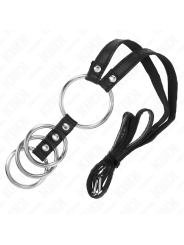 KINK 4 ANILLOS PENE METAL CONECTADOS 38 CM A 5 CM CON CINTURON DE POLIPIEL 112 CM