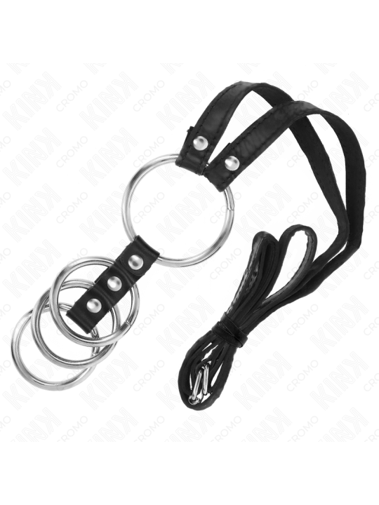 KINK 4 ANILLOS PENE METAL CONECTADOS 38 CM A 5 CM CON CINTURON DE POLIPIEL 112 CM