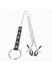 KINK ANILLO PENE METAL CON CADENA Y PINZAS PARA PEZONES AJUSTABLE