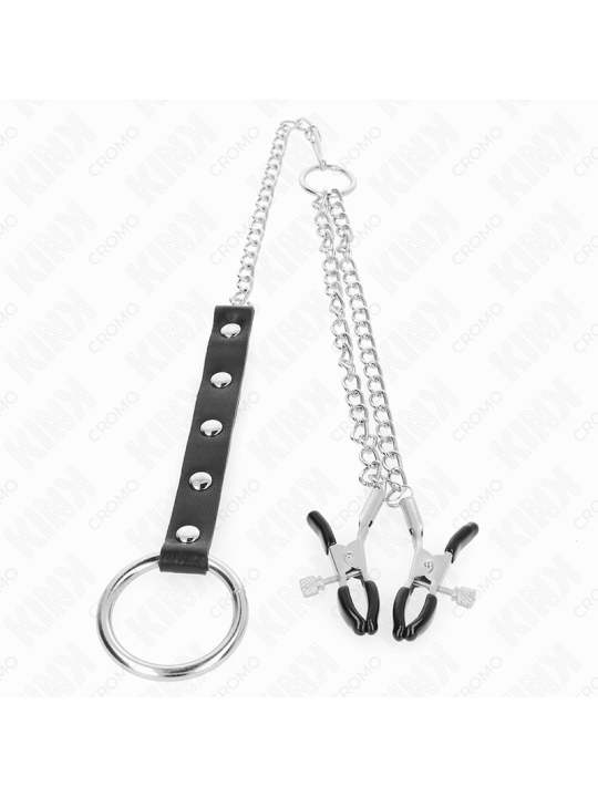 KINK ANILLO PENE METAL CON CADENA Y PINZAS PARA PEZONES AJUSTABLE