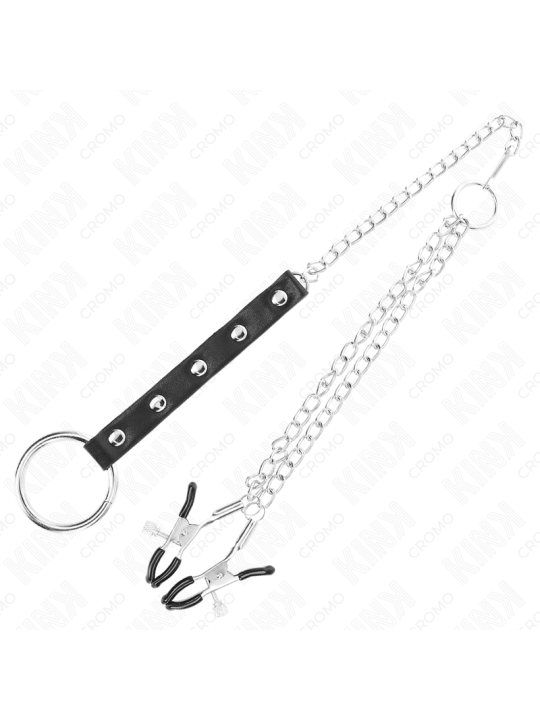 KINK ANILLO PENE METAL CON CADENA Y PINZAS PARA PEZONES AJUSTABLE
