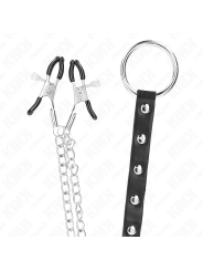 KINK ANILLO PENE METAL CON CADENA Y PINZAS PARA PEZONES AJUSTABLE