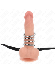 KINK 5 ANILLOS PENE 38 CM A 5 CM METAL CON CINTURON POLIPIEL 112 CM