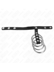 KINK 4 ANILLOS PENE METAL 38 CM CONECTADOS CON CORREA DE CUERO 22 X 15 CM Y CIERRE A PRESION