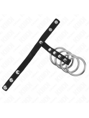 KINK 4 ANILLOS PENE METAL 38 CM CONECTADOS CON CORREA DE CUERO 22 X 15 CM Y CIERRE A PRESION