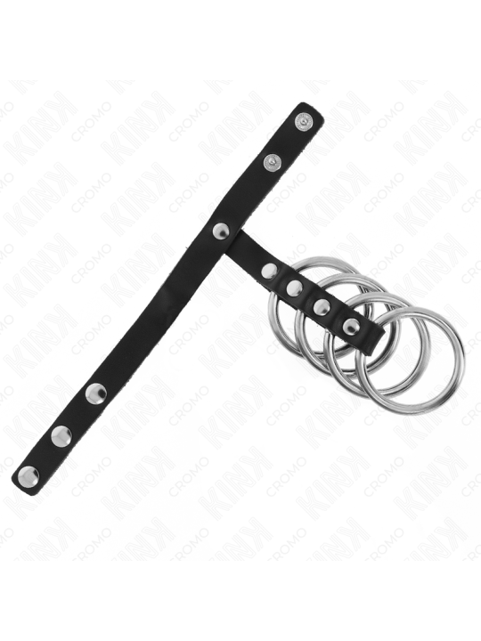 KINK 4 ANILLOS PENE METAL 38 CM CONECTADOS CON CORREA DE CUERO 22 X 15 CM Y CIERRE A PRESION