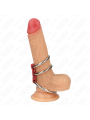 KINK ANILLO PENE TRIPLE METAL 37 CM A 5 CM CONECTADOS CON CUERO ROJO
