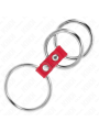 KINK ANILLO PENE TRIPLE METAL 37 CM A 5 CM CONECTADOS CON CUERO ROJO