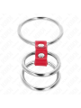 KINK ANILLO PENE TRIPLE METAL 37 CM A 5 CM CONECTADOS CON CUERO ROJO