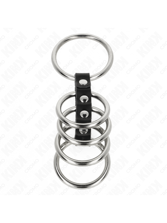 KINK 5 ANILLOS PENE 37 CM A 5 CM METAL CONECTADOS POR CUERO