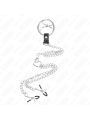 KINK ANILLO PENE TRIPLE METAL CROMADO 38 CM A 5 CM CON CADENA METAL 26 CM Y PINZAS PARA PEZONES MODELO 1