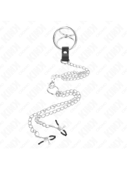 KINK ANILLO PENE TRIPLE METAL CROMADO 3 CM A 45 CM CON CADENA METAL 26 CM Y PINZAS PARA PEZONES
