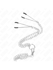 KINK ANILLO PENE TRIPLE METAL CROMADO 38 CM A 5 CM CADENA METAL 26 CM Y PINZAS PARA PEZONES MODELO 2