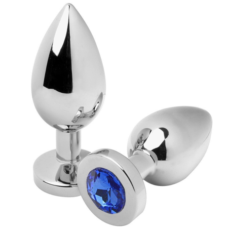 METAL HARD ANAL PLUG DIAMOND BLUE SMALL 571CM