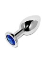 METAL HARD ANAL PLUG DIAMOND BLUE SMALL 571CM