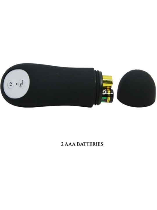 PRETTY LOVE PLUG ANAL SILICONA FORMA PENE Y 12 MODOS VIBRACION NEGRO