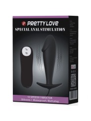 PRETTY LOVE PLUG ANAL SILICONA FORMA PENE Y 12 MODOS VIBRACION NEGRO