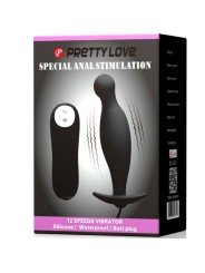PRETTY LOVE PLUG ANAL SILICONA 12 MODOS VIBRACION NEGRO