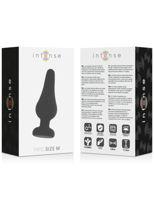 INTENSE ANAL PLUG PIPO M SILICONE NEGRO 11 CM