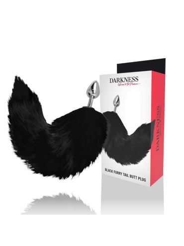 DARKNESS PLUG ANAL SILVER 8 CM CON COLA NEGRO