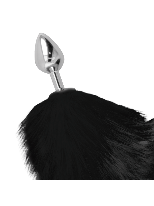 DARKNESS PLUG ANAL SILVER 8 CM CON COLA NEGRO