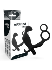 ADDICTED TOYS PLUG ANAL CON ANILLA DOBLE PENE Y TESTICULOS NEGRO