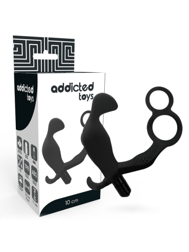ADDICTED TOYS PLUG ANAL CON ANILLA DOBLE PENE Y TESTICULOS NEGRO