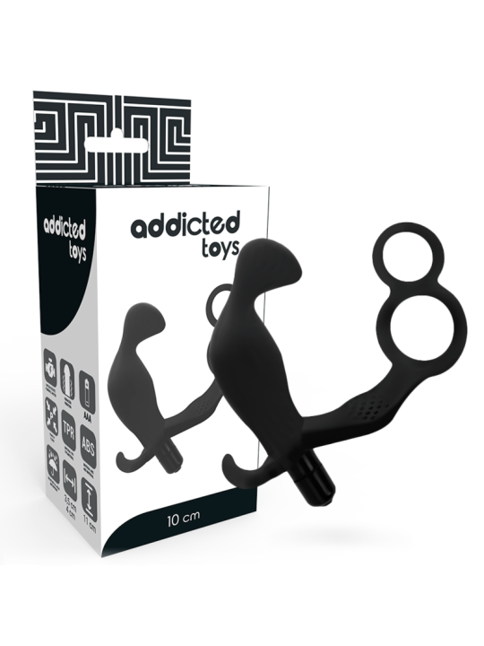 ADDICTED TOYS PLUG ANAL CON ANILLA DOBLE PENE Y TESTICULOS NEGRO