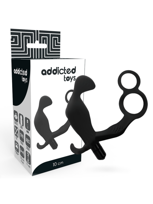 ADDICTED TOYS PLUG ANAL CON ANILLA DOBLE PENE Y TESTICULOS NEGRO