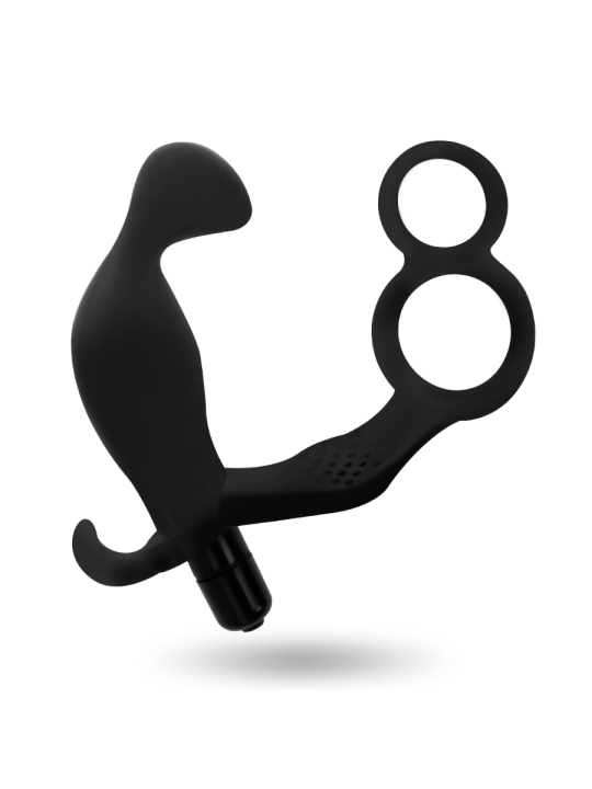 ADDICTED TOYS PLUG ANAL CON ANILLA DOBLE PENE Y TESTICULOS NEGRO
