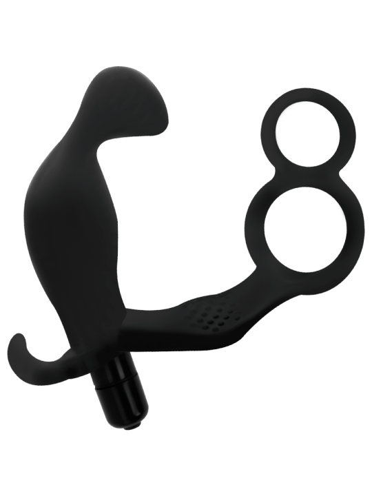ADDICTED TOYS PLUG ANAL CON ANILLA DOBLE PENE Y TESTICULOS NEGRO