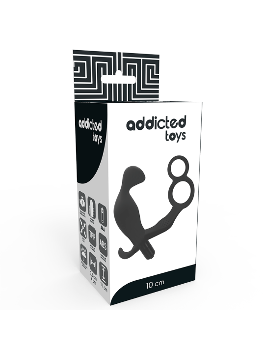 ADDICTED TOYS PLUG ANAL CON ANILLA DOBLE PENE Y TESTICULOS NEGRO