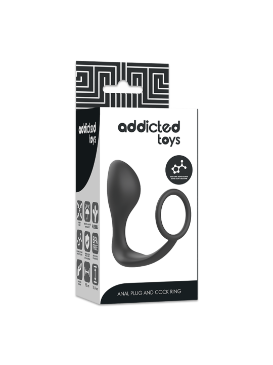 ADDICTED TOYS PLUG ANAL CON ANILLO SILICONA NEGRO