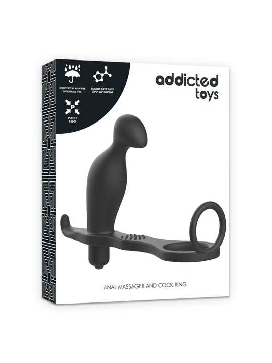 ADDICTED TOYS PLUG ANAL CON ANILLO SILICONA NEGRO 12 CM