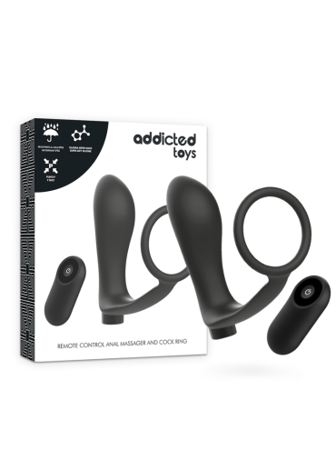 ADDICTED TOYS ANILLA PENE CON PLUG ANAL CONTROL REMOTO NEGRO RECARGABLE