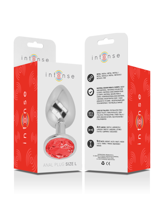 INTENSE PLUG ANAL METAL ALUMINIO CON CRISTAL ROJO TALLA L