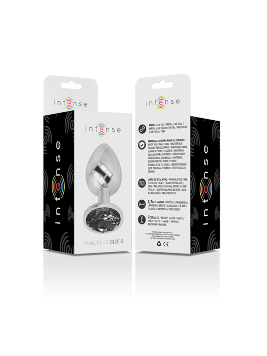 INTENSE PLUG ANAL METAL ALUMINIO CON CRISTAL NEGRO TALLA S
