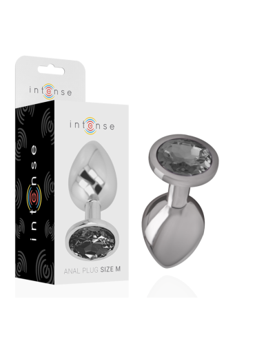 INTENSE PLUG ANAL METAL ALUMINIO CON CRISTAL NEGRO TALLA M