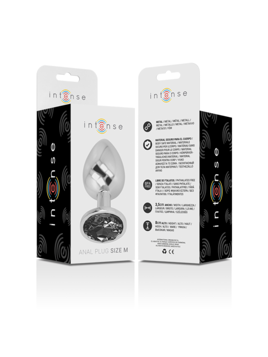 INTENSE PLUG ANAL METAL ALUMINIO CON CRISTAL NEGRO TALLA M